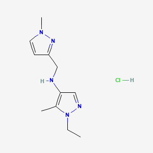 1-ethyl-5-methyl-N-[(1-methylpyrazol-3-yl)methyl]pyrazol-4-amine;hydrochloride