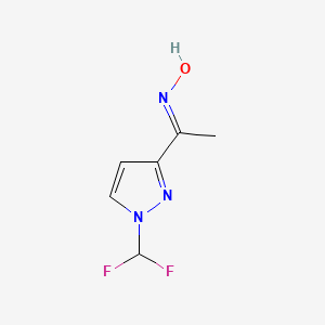 molecular formula C6H7F2N3O B12229434 (1E)-1-[1-(difluoromethyl)-1H-pyrazol-3-yl]-N-hydroxyethanimine 