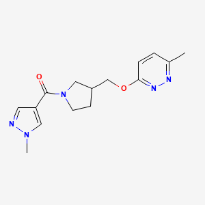 molecular formula C15H19N5O2 B12229460 3-methyl-6-{[1-(1-methyl-1H-pyrazole-4-carbonyl)pyrrolidin-3-yl]methoxy}pyridazine 