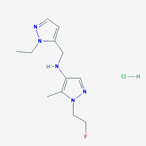 molecular formula C12H19ClFN5 B12229575 N-[(2-ethylpyrazol-3-yl)methyl]-1-(2-fluoroethyl)-5-methylpyrazol-4-amine;hydrochloride 