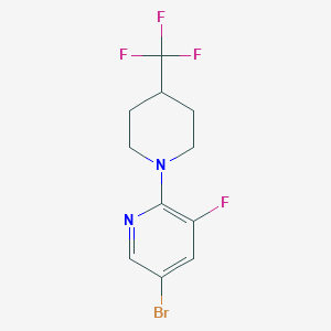 molecular formula C11H11BrF4N2 B12229601 5-Bromo-3-fluoro-2-[4-(trifluoromethyl)piperidin-1-yl]pyridine 