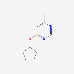 molecular formula C10H14N2O B12229608 4-(Cyclopentyloxy)-6-methylpyrimidine 