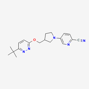 molecular formula C19H23N5O B12229666 5-(3-{[(6-Tert-butylpyridazin-3-yl)oxy]methyl}pyrrolidin-1-yl)pyridine-2-carbonitrile 