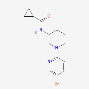 molecular formula C14H18BrN3O B12229676 N-[1-(5-bromopyridin-2-yl)piperidin-3-yl]cyclopropanecarboxamide 