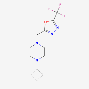 molecular formula C12H17F3N4O B12229680 1-Cyclobutyl-4-{[5-(trifluoromethyl)-1,3,4-oxadiazol-2-yl]methyl}piperazine 