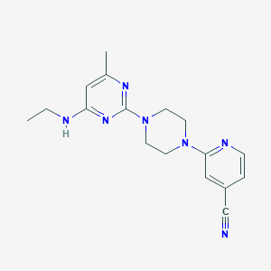 molecular formula C17H21N7 B12229687 2-{4-[4-(Ethylamino)-6-methylpyrimidin-2-yl]piperazin-1-yl}pyridine-4-carbonitrile 