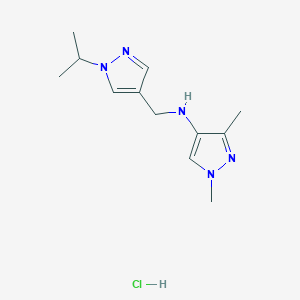 molecular formula C12H20ClN5 B12229692 n-[(1-Isopropyl-1h-pyrazol-4-yl)methyl]-1,3-dimethyl-1h-pyrazol-4-amine 