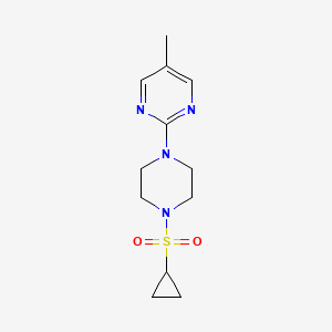 molecular formula C12H18N4O2S B12229751 2-[4-(Cyclopropanesulfonyl)piperazin-1-yl]-5-methylpyrimidine 