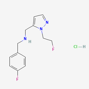 molecular formula C13H16ClF2N3 B12229777 (4-fluorobenzyl){[1-(2-fluoroethyl)-1H-pyrazol-5-yl]methyl}amine 