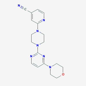 molecular formula C18H21N7O B12229887 2-{4-[4-(Morpholin-4-yl)pyrimidin-2-yl]piperazin-1-yl}pyridine-4-carbonitrile 