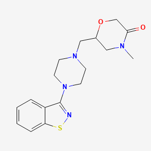 molecular formula C17H22N4O2S B12229975 6-{[4-(1,2-Benzothiazol-3-yl)piperazin-1-yl]methyl}-4-methylmorpholin-3-one 