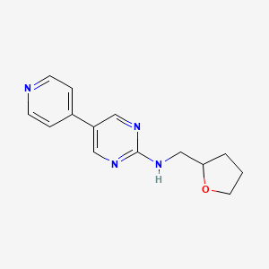 molecular formula C14H16N4O B12229979 N-[(oxolan-2-yl)methyl]-5-(pyridin-4-yl)pyrimidin-2-amine 