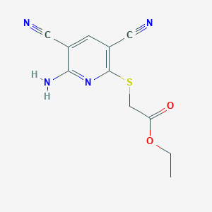 molecular formula C11H10N4O2S B1222998 2-[(6-Amino-3,5-dicyano-2-pyridinyl)thio]acetic acid ethyl ester CAS No. 5282-20-2