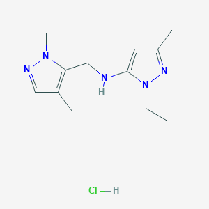 N-[(2,4-dimethylpyrazol-3-yl)methyl]-2-ethyl-5-methylpyrazol-3-amine;hydrochloride