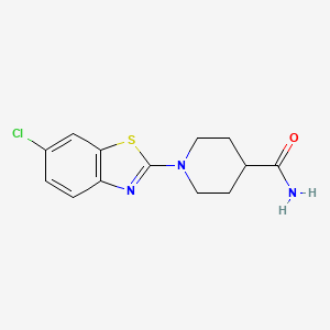 molecular formula C13H14ClN3OS B12230122 1-(6-Chloro-1,3-benzothiazol-2-yl)piperidine-4-carboxamide 