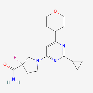 1-[2-Cyclopropyl-6-(oxan-4-yl)pyrimidin-4-yl]-3-fluoropyrrolidine-3-carboxamide