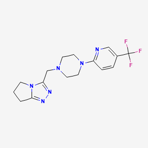 molecular formula C16H19F3N6 B12230427 1-({5H,6H,7H-pyrrolo[2,1-c][1,2,4]triazol-3-yl}methyl)-4-[5-(trifluoromethyl)pyridin-2-yl]piperazine 