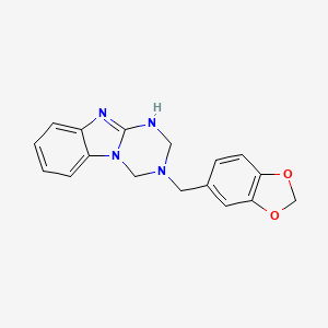 molecular formula C17H16N4O2 B1223055 3-(1,3-benzodioxol-5-ylmethyl)-4,10-dihydro-2H-[1,3,5]triazino[1,2-a]benzimidazole 