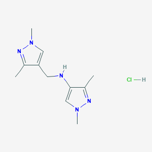 N-[(1,3-dimethylpyrazol-4-yl)methyl]-1,3-dimethylpyrazol-4-amine;hydrochloride