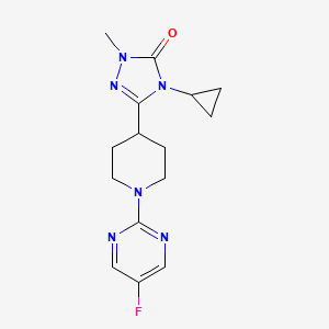 molecular formula C15H19FN6O B12230615 4-cyclopropyl-3-[1-(5-fluoropyrimidin-2-yl)piperidin-4-yl]-1-methyl-4,5-dihydro-1H-1,2,4-triazol-5-one 