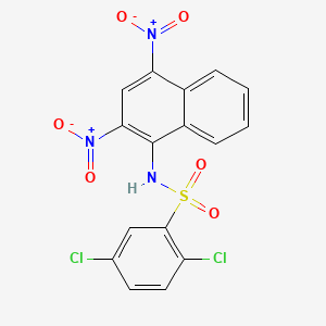 molecular formula C16H9Cl2N3O6S B1223062 2,5-dichloro-N-(2,4-dinitronaphthalen-1-yl)benzenesulfonamide CAS No. 41657-00-5