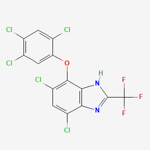 molecular formula C14H4Cl5F3N2O B1223066 5,7-Dichloro-4-(2,4,5-trichlorophenoxy)-2-(trifluoromethyl)-1H-benzimidazole CAS No. 63405-99-2