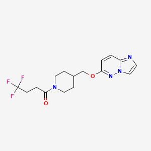 molecular formula C16H19F3N4O2 B12230725 4,4,4-Trifluoro-1-[4-({imidazo[1,2-b]pyridazin-6-yloxy}methyl)piperidin-1-yl]butan-1-one 