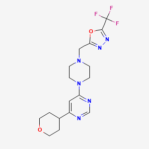 4-(Oxan-4-yl)-6-(4-{[5-(trifluoromethyl)-1,3,4-oxadiazol-2-yl]methyl}piperazin-1-yl)pyrimidine