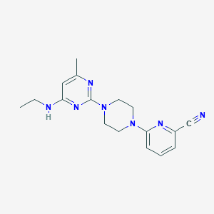 molecular formula C17H21N7 B12230837 6-{4-[4-(Ethylamino)-6-methylpyrimidin-2-yl]piperazin-1-yl}pyridine-2-carbonitrile 