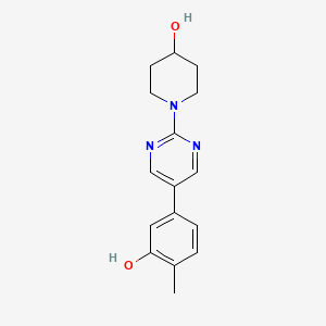 molecular formula C16H19N3O2 B12230953 1-[5-(3-Hydroxy-4-methylphenyl)pyrimidin-2-yl]piperidin-4-ol 