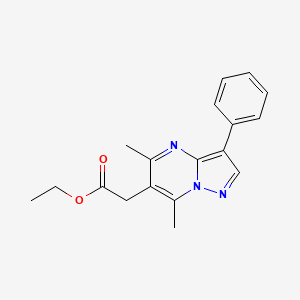 molecular formula C18H19N3O2 B1223097 2-(5,7-二甲基-3-苯基-6-吡唑并[1,5-a]嘧啶基)乙酸乙酯 