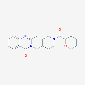 molecular formula C21H27N3O3 B12231134 2-Methyl-3-{[1-(oxane-2-carbonyl)piperidin-4-yl]methyl}-3,4-dihydroquinazolin-4-one 