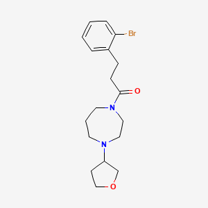 molecular formula C18H25BrN2O2 B12231233 3-(2-Bromophenyl)-1-[4-(oxolan-3-yl)-1,4-diazepan-1-yl]propan-1-one 