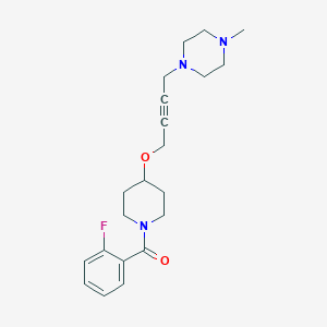 molecular formula C21H28FN3O2 B12231259 1-(4-{[1-(2-Fluorobenzoyl)piperidin-4-yl]oxy}but-2-yn-1-yl)-4-methylpiperazine 