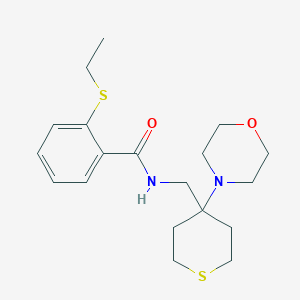 molecular formula C19H28N2O2S2 B12231305 2-(ethylsulfanyl)-N-{[4-(morpholin-4-yl)thian-4-yl]methyl}benzamide 