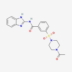 molecular formula C20H21N5O4S B1223136 3-[(4-acetyl-1-piperazinyl)sulfonyl]-N-(1H-benzimidazol-2-yl)benzamide 
