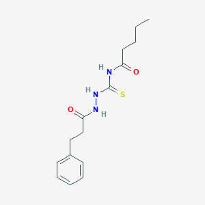 molecular formula C15H21N3O2S B1223140 N-[[(1-oxo-3-phenylpropyl)hydrazo]-sulfanylidenemethyl]pentanamide 