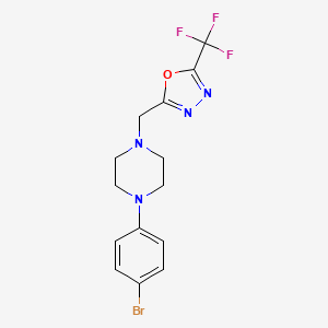 molecular formula C14H14BrF3N4O B12231415 1-(4-Bromophenyl)-4-{[5-(trifluoromethyl)-1,3,4-oxadiazol-2-yl]methyl}piperazine 