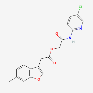 molecular formula C18H15ClN2O4 B1223144 2-(6-Methyl-3-benzofuranyl)acetic acid [2-[(5-chloro-2-pyridinyl)amino]-2-oxoethyl] ester 