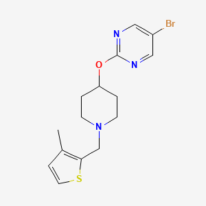 molecular formula C15H18BrN3OS B12231447 5-Bromo-2-({1-[(3-methylthiophen-2-yl)methyl]piperidin-4-yl}oxy)pyrimidine 