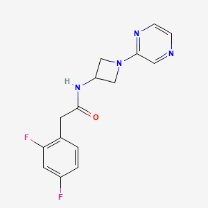 molecular formula C15H14F2N4O B12231558 2-(2,4-difluorophenyl)-N-[1-(pyrazin-2-yl)azetidin-3-yl]acetamide 