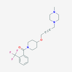 molecular formula C22H28F3N3O2 B12231602 1-Methyl-4-[4-({1-[2-(trifluoromethyl)benzoyl]piperidin-4-yl}oxy)but-2-yn-1-yl]piperazine 