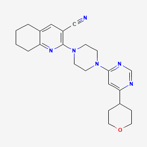 molecular formula C23H28N6O B12231618 2-{4-[6-(Oxan-4-yl)pyrimidin-4-yl]piperazin-1-yl}-5,6,7,8-tetrahydroquinoline-3-carbonitrile 