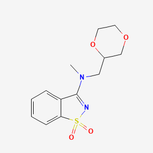 N-(1,4-dioxan-2-ylmethyl)-N-methyl-1,1-dioxo-1,2-benzothiazol-3-amine