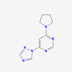 molecular formula C10H12N6 B12231685 4-(pyrrolidin-1-yl)-6-(1H-1,2,4-triazol-1-yl)pyrimidine 