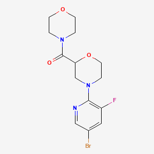 molecular formula C14H17BrFN3O3 B12231748 4-(5-Bromo-3-fluoropyridin-2-yl)-2-(morpholine-4-carbonyl)morpholine 