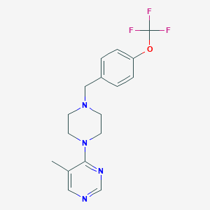 molecular formula C17H19F3N4O B12231771 5-Methyl-4-(4-{[4-(trifluoromethoxy)phenyl]methyl}piperazin-1-yl)pyrimidine 