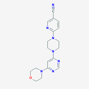 molecular formula C18H21N7O B12231817 6-{4-[6-(Morpholin-4-yl)pyrimidin-4-yl]piperazin-1-yl}pyridine-3-carbonitrile 