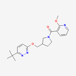 molecular formula C20H26N4O3 B12231846 3-Tert-butyl-6-{[1-(2-methoxypyridine-3-carbonyl)pyrrolidin-3-yl]methoxy}pyridazine 