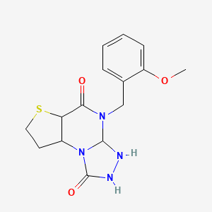 molecular formula C15H18N4O3S B12231855 8-[(2-Methoxyphenyl)methyl]-5-thia-1,8,10,11-tetraazatricyclo[7.3.0.0^{2,6}]dodeca-2(6),3,9-triene-7,12-dione 